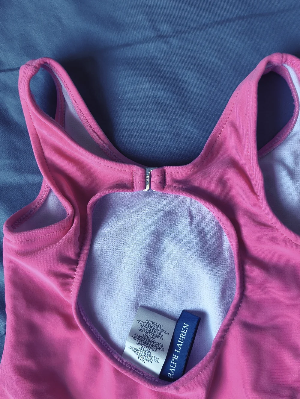 Ralph Lauren Girls' Hot Pink One-Piece Swimsuit with Green Polo Logo
